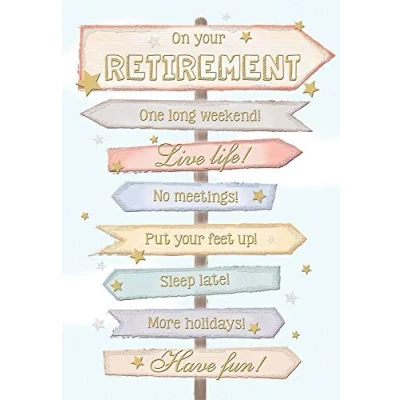 Image of Piccadilly Greetings Modern Occasion Card Retirement 9 x 6 inches