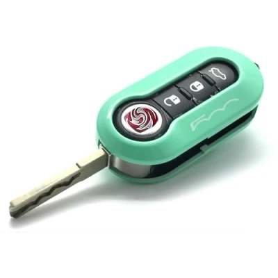 Image of Nordecco Fiat 500 Key Case Cover Fits For 500C 500L Abarth Grande Punto Brava Panda Stilo Linea 3 Button Flip (Mint Green)