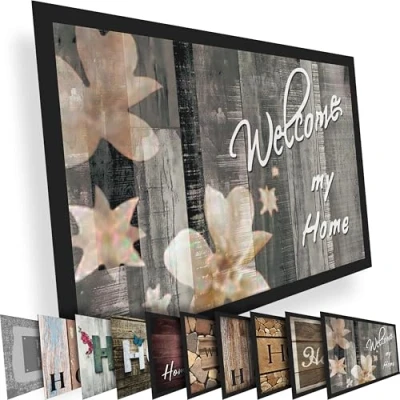 Image of Valia Home Floor Mat Dirt Trap for Indoor and Outdoor Use Doormat Non Slip Clean Step Front Door Shoe Scraper Design 40 x 60 cm (Home 1)