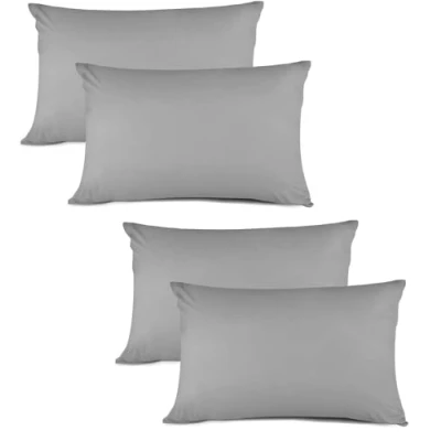 Image of Kinfolk Textile Pillow Cases 4 Pack Egyptian Cotton 200 Thread Count (Grey Silver)
