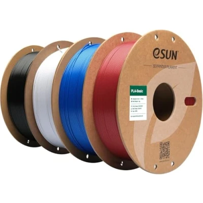 Image of eSUN PLA Filament 1.75mm, High Speed 3D Printer Dimensional Accuracy +/ 0.05mm, 1KG per Spool, 4 Spools Printing Filament,Fire Engine Red+Blue+Cold White+Black