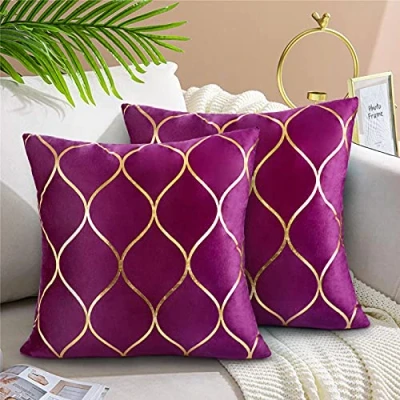 Image of Hanrunsi Velvet Cushion Covers 45x45 cm Decorative Cushions for Sofa Square Purple Throw Pillow Cover Pillowcase Living Room Bedroom Cars