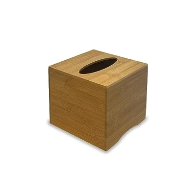 Image of OSCO Bamboo Square Tissue Box Holder Napkin Dispenser Cover Tissues Not Included H17 x W15.6 D15.4 cm