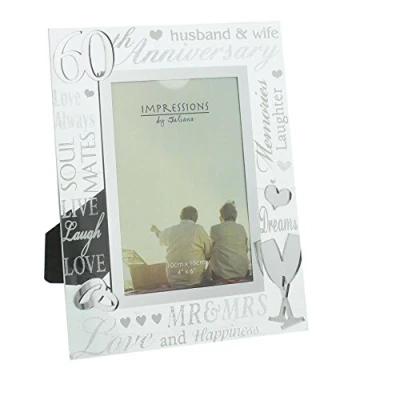 Image of Diamond 60th Wedding Anniversary Mirrored Photo Frame