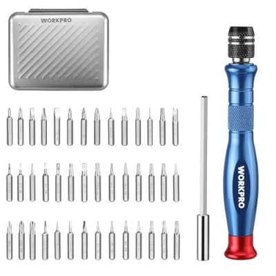 Image of WORKPRO Precision Screwdriver Sets, 44 in 1 Multi Bit Manual Set, Mini Hand with 42pcs S2 Steel Bits，Small Pen Style for Eyeglass, Watch, Laptop, Phone
