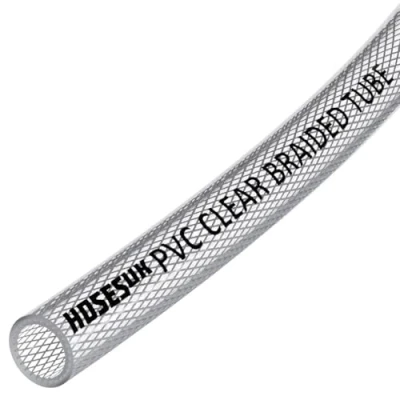 Image of 8mm (5/16&quot;) ID PVC Clear Reinforced Braided Air, Water, Oil, Gas, Food Flexible Plastic Hose Tube 4 Metre