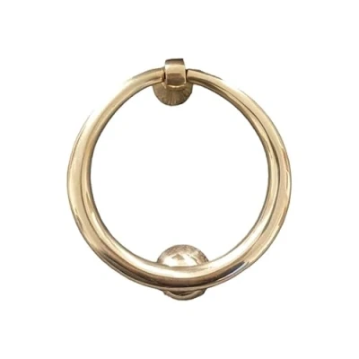 Image of Solid Brass Front Door Knocker, Polished Finish, 124mm Diameter