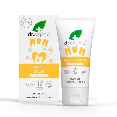 Image of Dr Organic Nipple Balm with Calendula, Lanolin Alternative, Natural relief, Sore &amp; Cracked Nipples, Breastfeeding, Soothing, Vegan, Cruelty Free, Paraben SLS Certified Organic, 30ml
