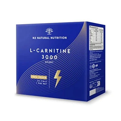Image of Pure L CARNITINE 3000 mg Liquid Shots High Strength, Weight Loss, Fat Burner, Concentration Tangerine Flavor Energy Booster 20 Easy Opening Vials. UK Vegan. N2 Natural Nutrition