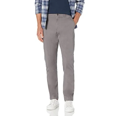 Image of Amazon Essentials Men&#039;s Athletic Fit Washed Comfort Stretch Chino Trouser (Previously Goodthreads), Grey, 28W / 32L