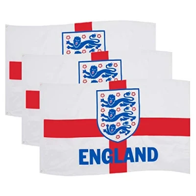 Image of England FA Official Football Gift 3 Lions 5x3ft Pack Crest Body Flag