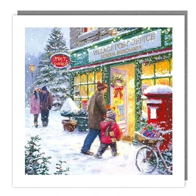 Image of Christmas Cards 5 Pack Festive Village Post Office Marie Curie Charity Xmas