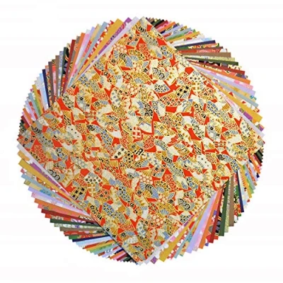 Image of Yuzen Washi Paper 15x15cm Japanese Chiyogami Origami 80 Sheets Assortment