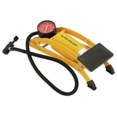 Image of DUNLOP 417684 Foot Pump with Pressure Gauge, Yellow, 23.7 x 8.5 7 cm
