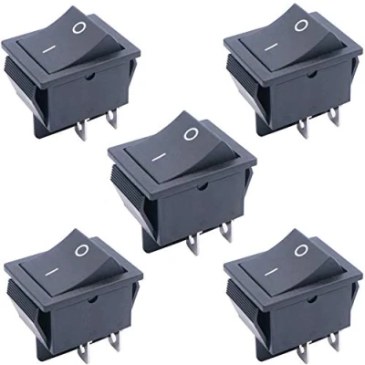 Image of Taiss/5Pcs Black Rocker Toggle Switch On/Off DPST 4 Pin 2 Position KCD4 Snap AC 250V 125V/20A KCD2 201 BK