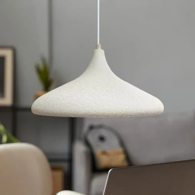 Image of bamyum Ceiling Lights Living Room Kitchen I Champion Metal Ø 35cm E27 Textured White Pendant Light Fitting Shade Industrial Retro Lampshade 8 Options for Colour