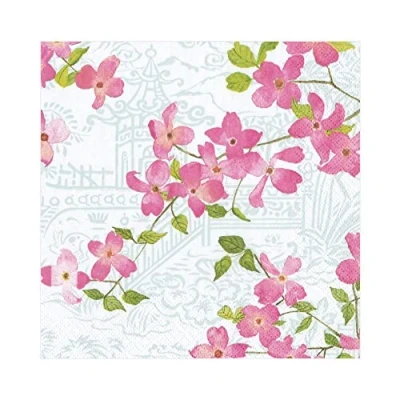 Image of Caspari Entertaining with Blossoming Branches Napkin Luncheon Paper, Pink, 16.5 x 3 cm