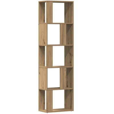 Image of vidaXL book cabinet/bookshelf storage artisan oak finish versatile engineered wood bookcase for home/office 45x24x159 cm modern design with ample