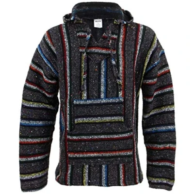 Image of Siesta Mexican Baja Jerga Hoody Grey &amp; Rainbow Stripe (X Large)