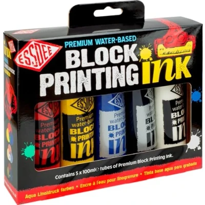 Image of Essdee Premium Quality Block Printing Ink (Pack of 5 Primary Colours),19 x 18 4 cm