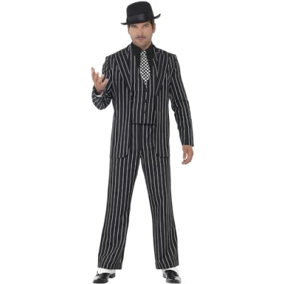 Image of Smiffys Vintage Gangster Boss Costume, Black, XL Size 46 48