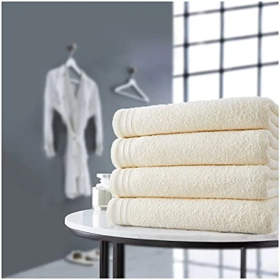 Image of GC GAVENO CAVAILIA Super Soft 4 Pack Bath Sheets, Highly Absorbent Extra Large Towel Set, 500 GSM Egyptian Cotton Bathroom Towels, Cream, 75x135