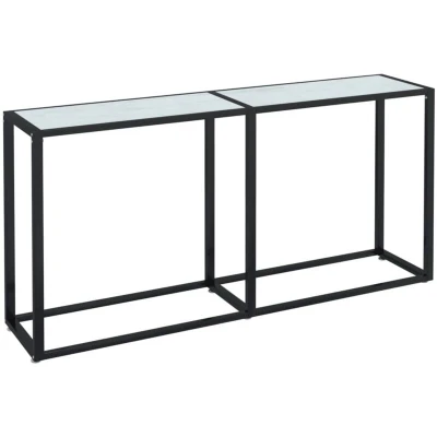 Image of vidaXL Console Table White Marble 160x35x75.5cm Tempered Glass