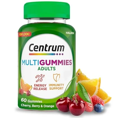 Image of Centrum MultiGummies, Multivitamin Gummies for Men and Women, 30 Tablets, Vitamins with Essential Vitamin C, D, B12 Berry &amp; Orange Natural Fruit Flavouring