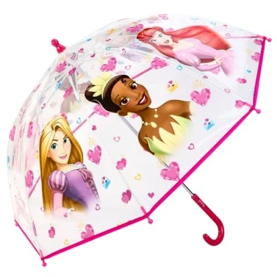 Image of Disney Princess Dome Umbrella for Kids Childrens Boys Girls Brolly with Safety Opening