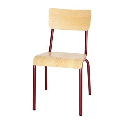 Image of Bolero Cantina Side Chairs Wooden Seat &amp; Backrest Wine Red (4 Pack)
