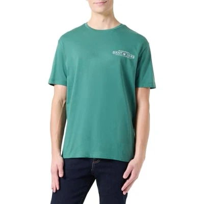 Image of GANT Printed Graphic Basic Tshirt, Men&#039;s, Size: Medium, Green