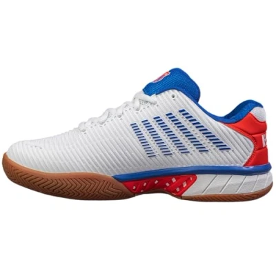 Image of K Swiss Men&#039;s Hypercourt Express 2 Indoor Tennis Shoe, White/Red, 10.5 UK
