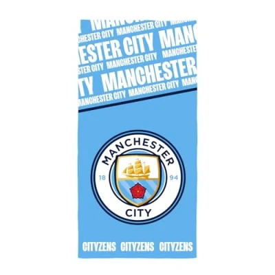 Image of Character World Manchester City Towel Super Soft Feel, Badge Football Club Design Perfect for Home, Bath, Beach &amp; Swimming Pool One Size 75cm x 150cm 100% Cotton