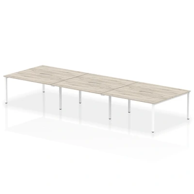 Image of Evolve Plus 1600mm B2B 6 Person Desk Grey Oak Top White Frame