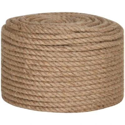 Image of vidaXL Natural Jute Rope 25m Long, 10mm Thick Strong, Resilient Hemp Twine Perfect for Crafts, Decoration, Bundling, Gardening Easy to Cut and Use