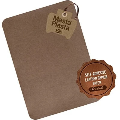Image of MastaPlasta Original Self Adhesive Leather Repair Patch Tan 28 x 20 cm (11&quot; 8&quot;). Instant Upholstery Quality Scratch &amp; Tear for Sofas, Car Interiors, Bags, Vinyl More