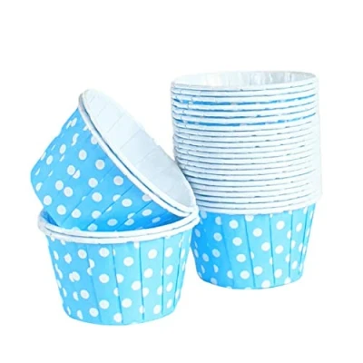 Image of Cups &amp; Cases 72 Pack Blue White Pleated Baking Standard Size Cupcake