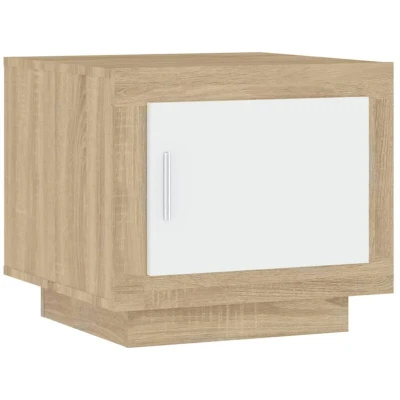 Image of vidaXL Coffee Table White and Sonoma Oak 51x50x45 cm Engineered Wood
