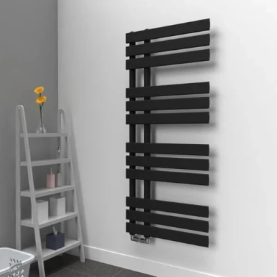 Image of Lux Heat Black Open Flat Designer Towel Radiator 1180mm (H) x 500mm (W)
