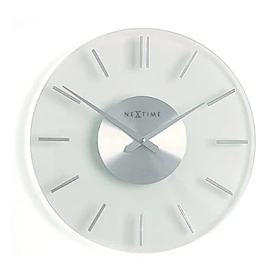 Image of NeXtime wall clock &quot;STRIPE&quot; silent, round, made of glass and stainless steel, ø 31 cm