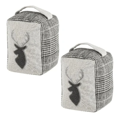 Image of 2 Fabric Door Stops Grey Stag 1.4kg Heavyweight Doorstop Weight