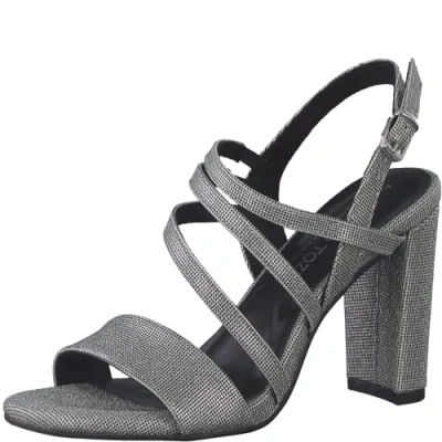 Image of MARCO TOZZI Women&#039; 2 88304 20 Heeled Sandal, Black Metallic, 6 UK