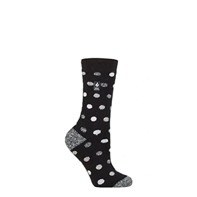 Image of Women&#039;s 1 Pair SOCKSHOP Heat Holders 1.6 TOG Lite Patterned and Striped Socks Malaga Dots Black / White 4 8 Ladies