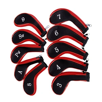 Image of 10 Golf Clubs Iron Set Headcovers Head Cover Red/Black
