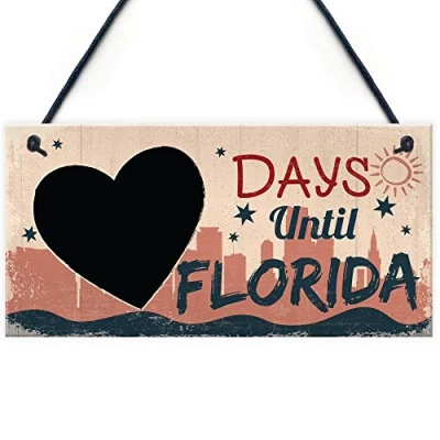 Image of RED OCEAN Chalkboard Holiday Countdown To FLORIDA America USA Novelty Hanging Sign Best Friend