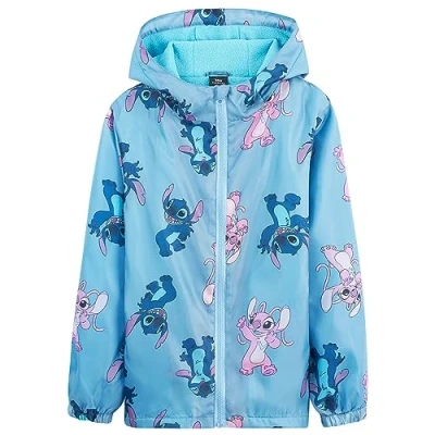 Image of Disney Stitch Girls Raincoat Waterproof Hooded Jacket for Kids 4 14 Years Fleece Lined Gifts Teens (Blue, 13 Years)
