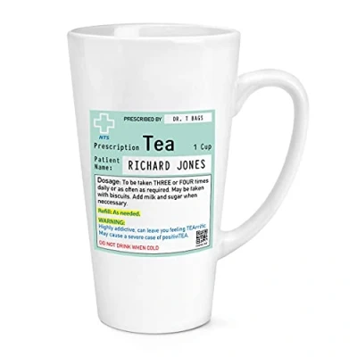 Image of Personalised Name Tea Prescription 17oz Large Latte Mug Cup