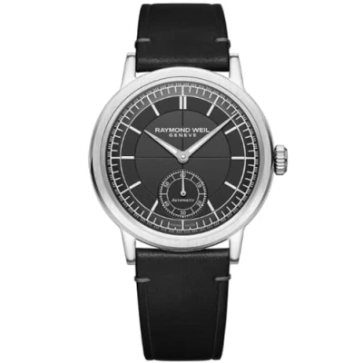 Image of Raymond Weil Millesime Mens Black Watch 2930 STC 60001 Leather (archived) One Size