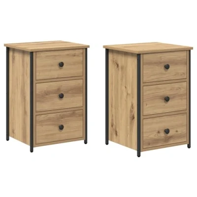 Image of vidaXL Artisan Oak Bedside Tables Engineered Wood Compact