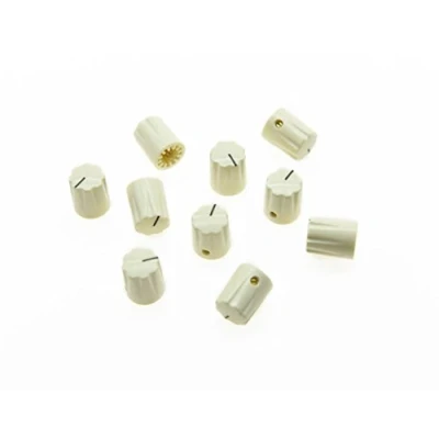Image of KAISH 10pcs Aged White Guitar Scalloped Edge Amplifier Knob Cylinder Effect Pedal Knobs
